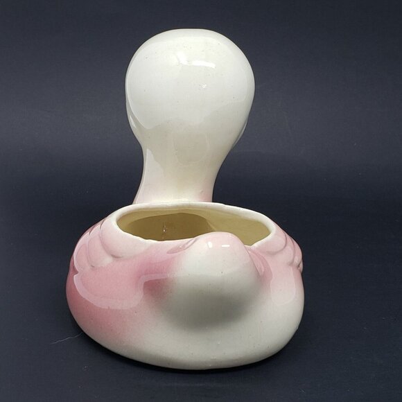 Duck Ceramic Planter Cacti Succulent Plant Pot 5 in Vintage Yellow Pink White - Picture 6 of 10